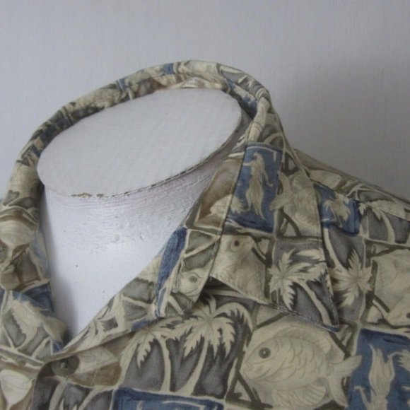 Campia Moda vintage Men Hawaiian camp shirt p2p 24 L aloha luau tropical rayon - Picture 6 of 9